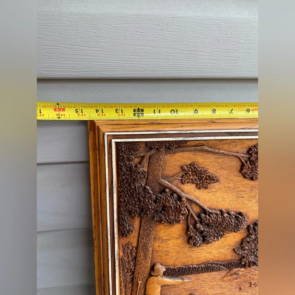 Vintage Kim Murray Hand Carved Faux Wood carving Art Sculpture. 18.5” x 14.5” - Picture 4 of 9